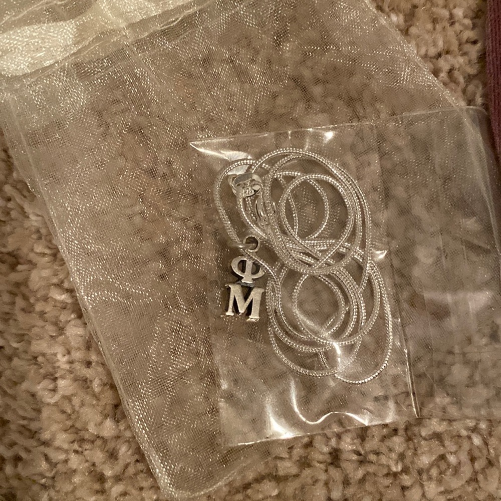 Silver Phi Mu Sorority Necklace